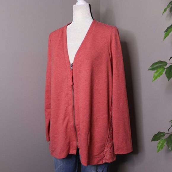 Logo Lounge Zip Up SweatShirt Jacket Crochet Lace - Picture 1 of 8